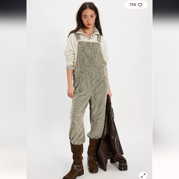 NWT We The Free Deep Trance Overalls In Thyme - Picture 2 of 10